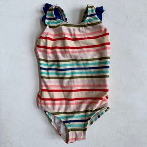 Hanna Andersson Striped Ruffle Strap One Piece Swimsuit